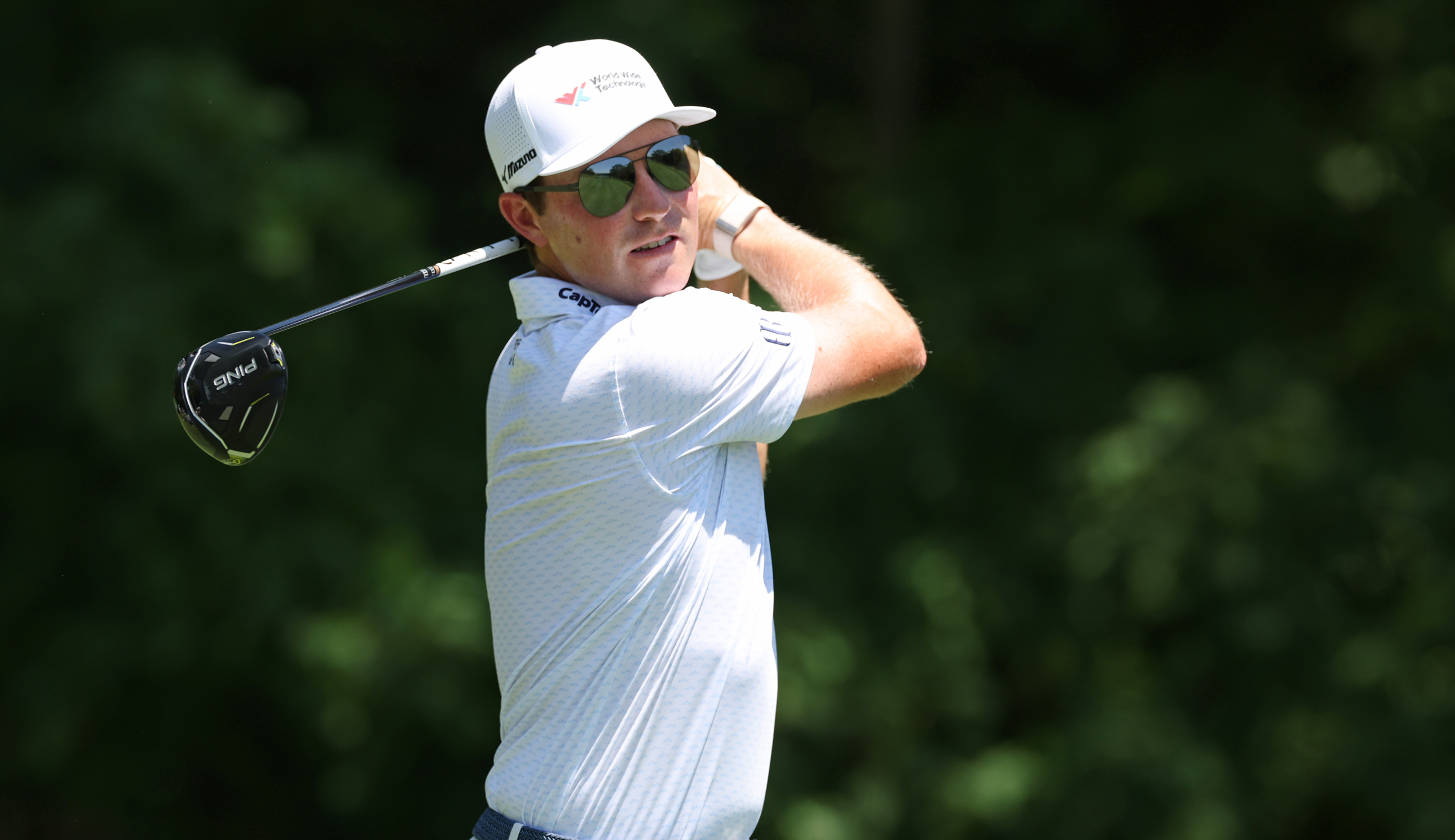 Ben Griffin hits a driver off the tee