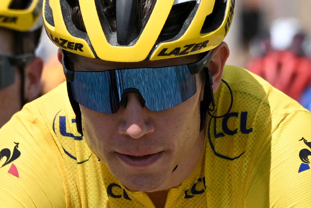 Team Jumbo rider Belgiums Wout van Aert rides during the second stage of the 72nd edition of the Criterium du Dauphine cycling race 135 km between Vienne and Col de Porte near Sarcenas on August 13 2020 Photo by AnneChristine POUJOULAT AFP Photo by ANNECHRISTINE POUJOULATAFP via Getty Images