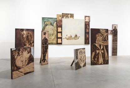 Installation view, ‘Ida Applebroog. Right Up To Now 1969 - 2021’, Hauser & Wirth Somerset, 2022 Courtesy the artist and Hauser & Wirth, Photography: Ken Adlard 