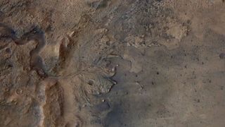 Jezero Crater appears in this image from the European Space Agency's Mars Express Orbiter.