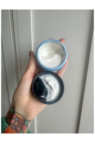 sofie pavitt moisturizer jar opened in hannah's hand