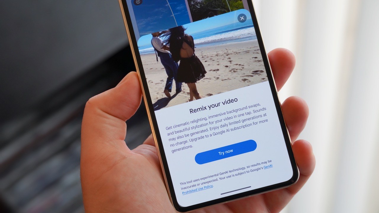 The Video Remix feature in Google Photos powered by Gemini Omni.