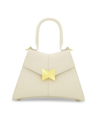 Gold Hardware Detail Angular Top Handle Small Leather Handbag