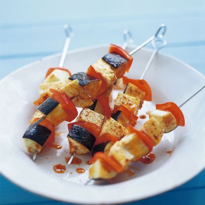 Halloumi, Aubergine and Red Pepper Kebabs recipe-recipe ideas-new recipes-woman and home