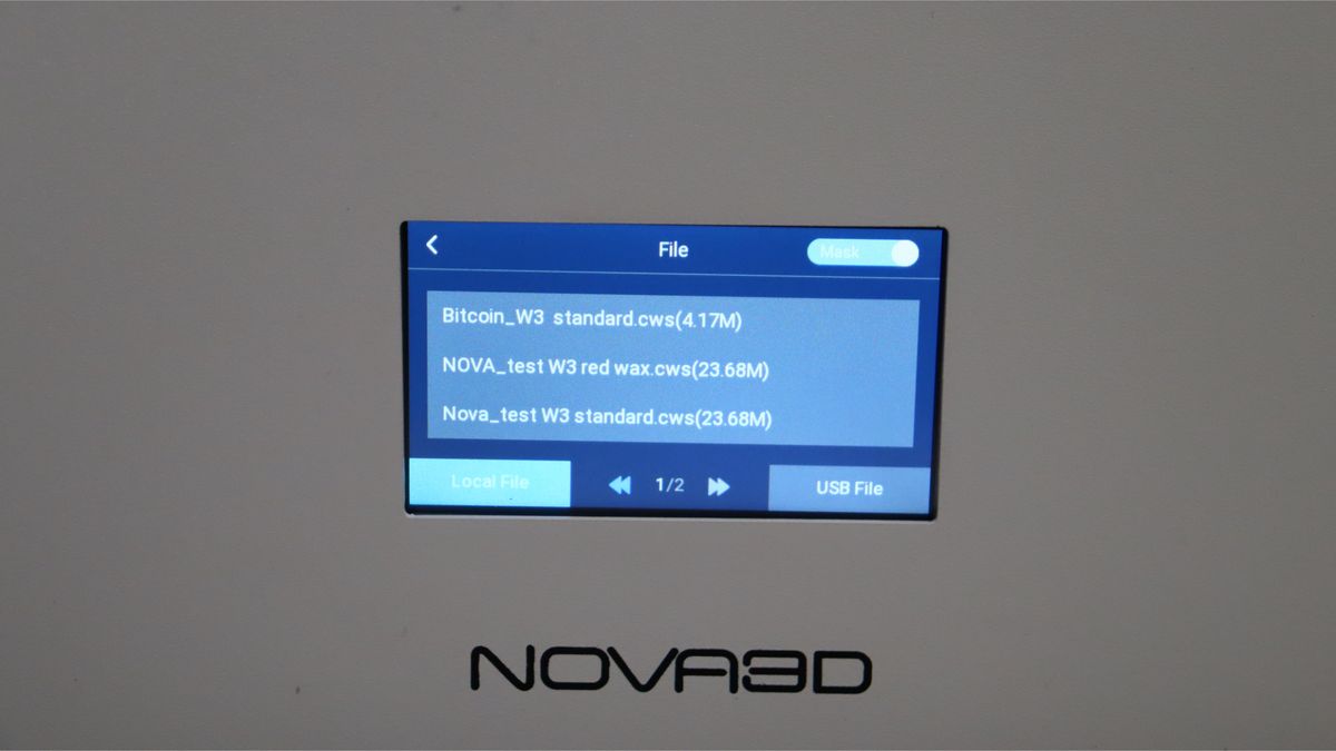 Nova3D Whale3 SE 3D printer-menu screen
