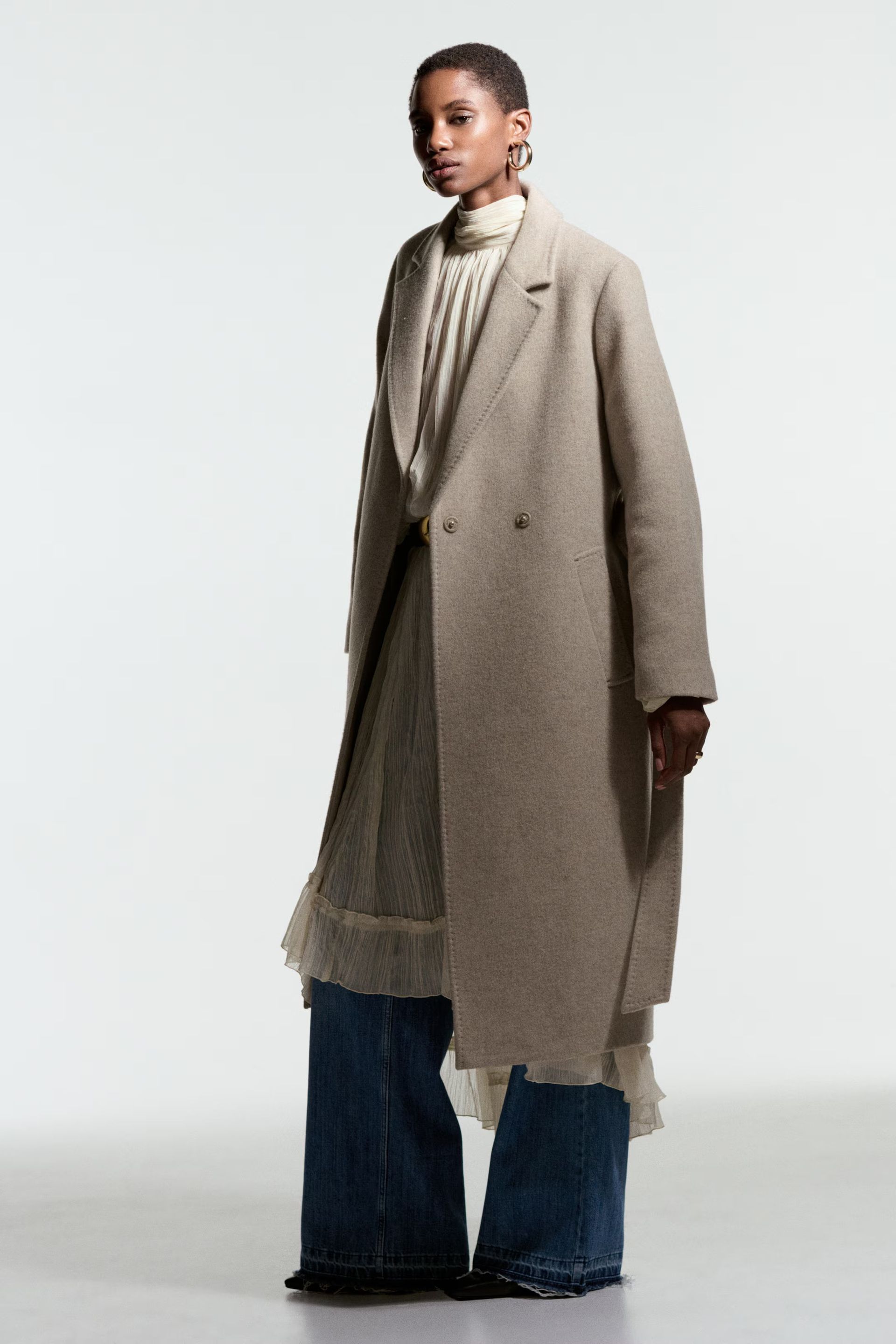 h&amp;m, Wool-blend tie-belt coat