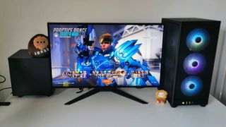 Corsair Xeneon monitor connected to PC with Overwatch 2 on screen
