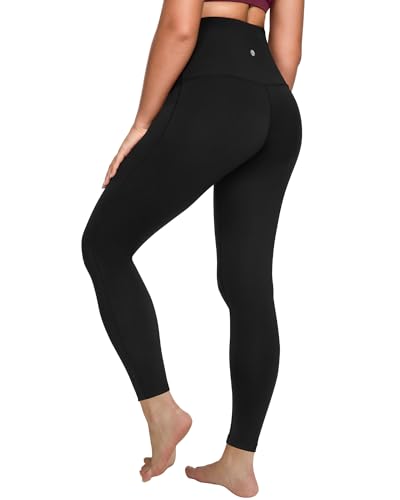 Queenieke Women's High Waisted Yoga Pants 27" - Tummy Control Workout Leggings for Running Gym Training Black