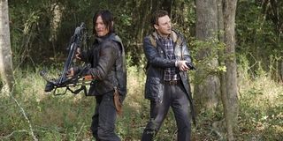 Daryl and his pal hunt walkers in The Walking Dead.