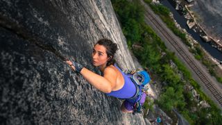 what is trad climbing: climber on steep wall