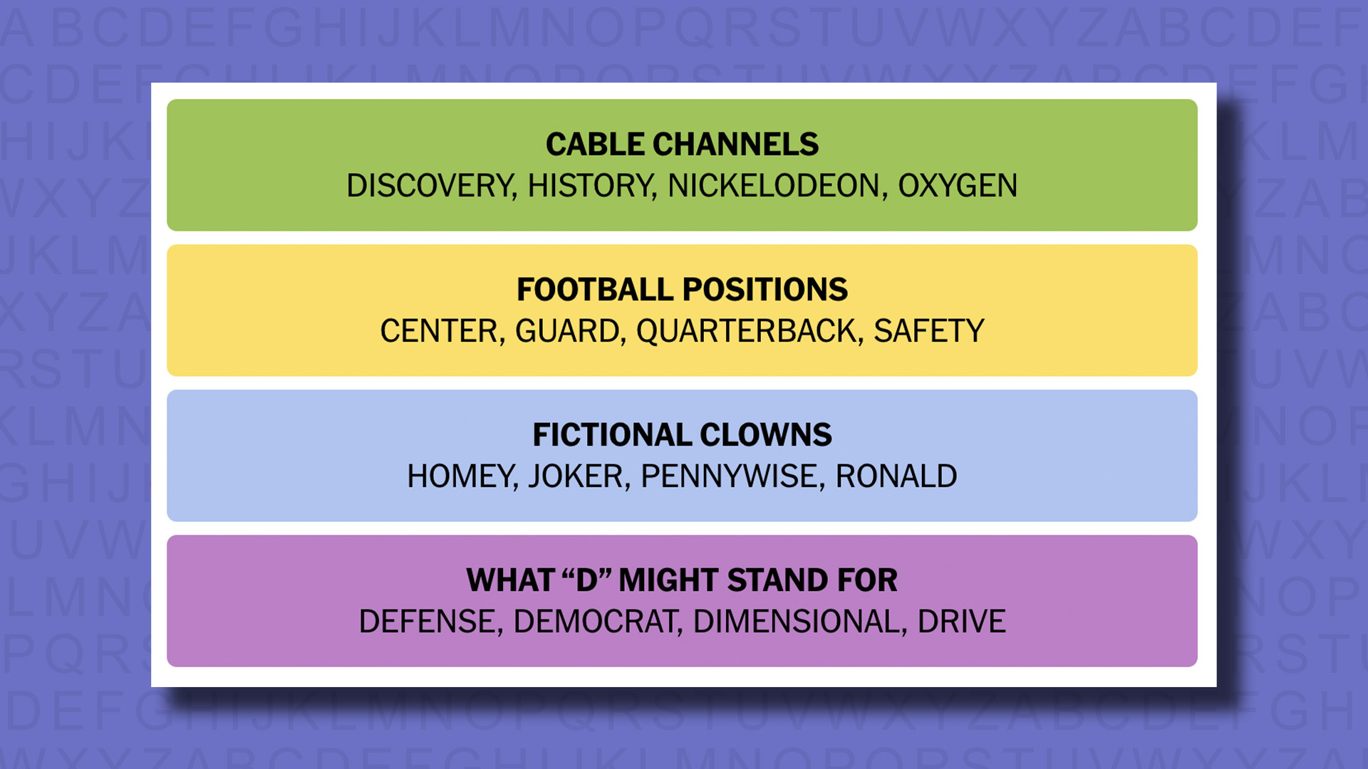 NYT Connections answers for game 492 on a purple background