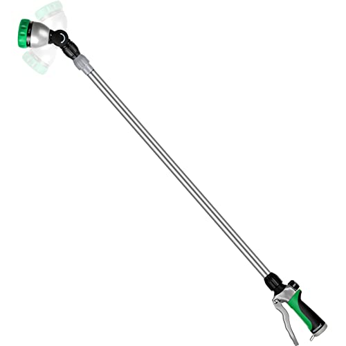 Restmo 36&amp;rdquo;-60&amp;rdquo; Metal Watering Wand, Long Telescopic Tube | 180&amp;deg; Adjustable Ratcheting Head | 7 Spray Patterns | Flow Control, Perfect Garden Hose Sprayer to Water Hanging Baskets, Shrubs, Green
