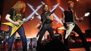 Metallica performing with Dave Mustaine in 2011