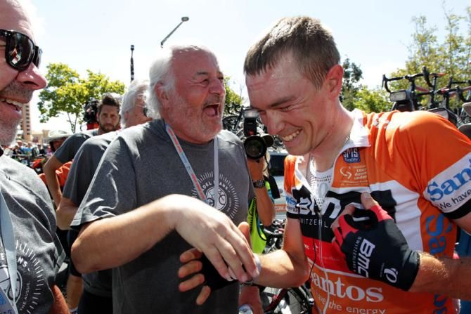 BMC boss Andy Rihs with race winner Rohan Dennis of BMC