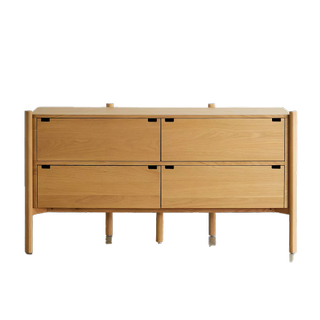 long natural brown wooden dresser 4 drawers