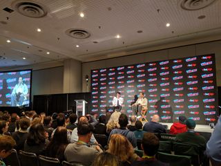 Billy Dee Williams talks to an audience of adoring fans at New York Comic Con on Oct. 4, 2019.