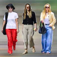 A collage of street-style photos of Jennifer Lawrence wearing buzzy shoe trends.