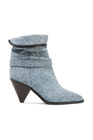 Luam Leather-Trimmed Denim Ankle Boots