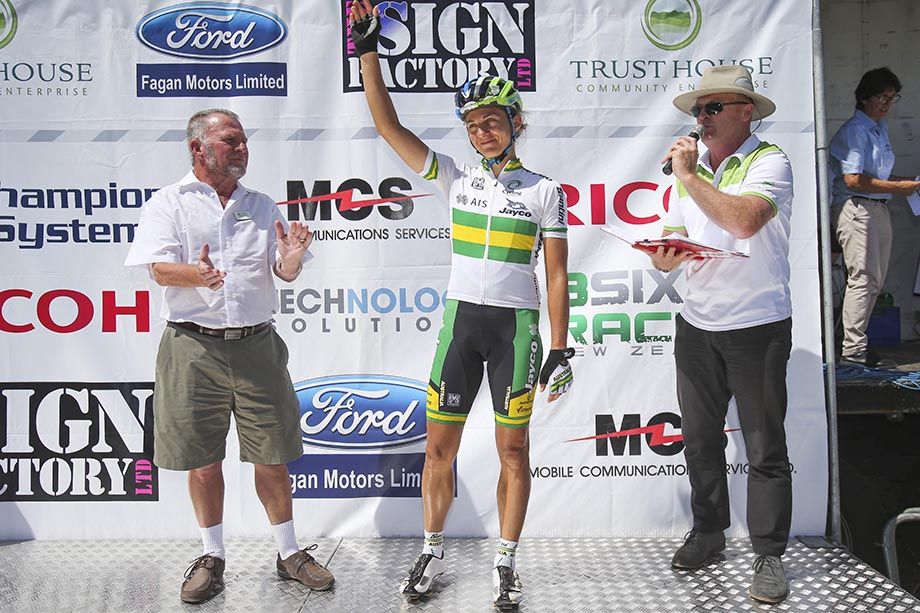 Katrin Garfoot on the podium