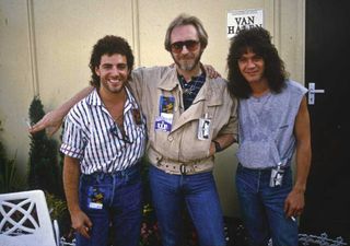 Neal Schon, John Entwistle and Eddie Van Halen backstage