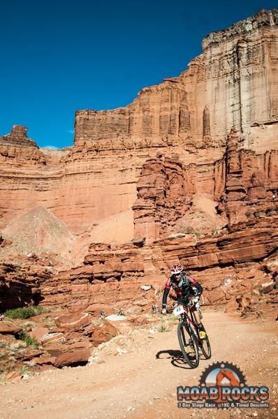 A rider in the Moab Rocks race