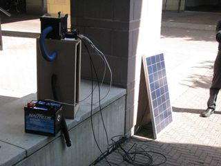 The solar panel for the device to preserve old texts is kept in an area where sunlight is abundant.