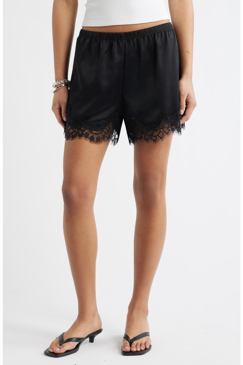 Lace Trim Satin Shorts