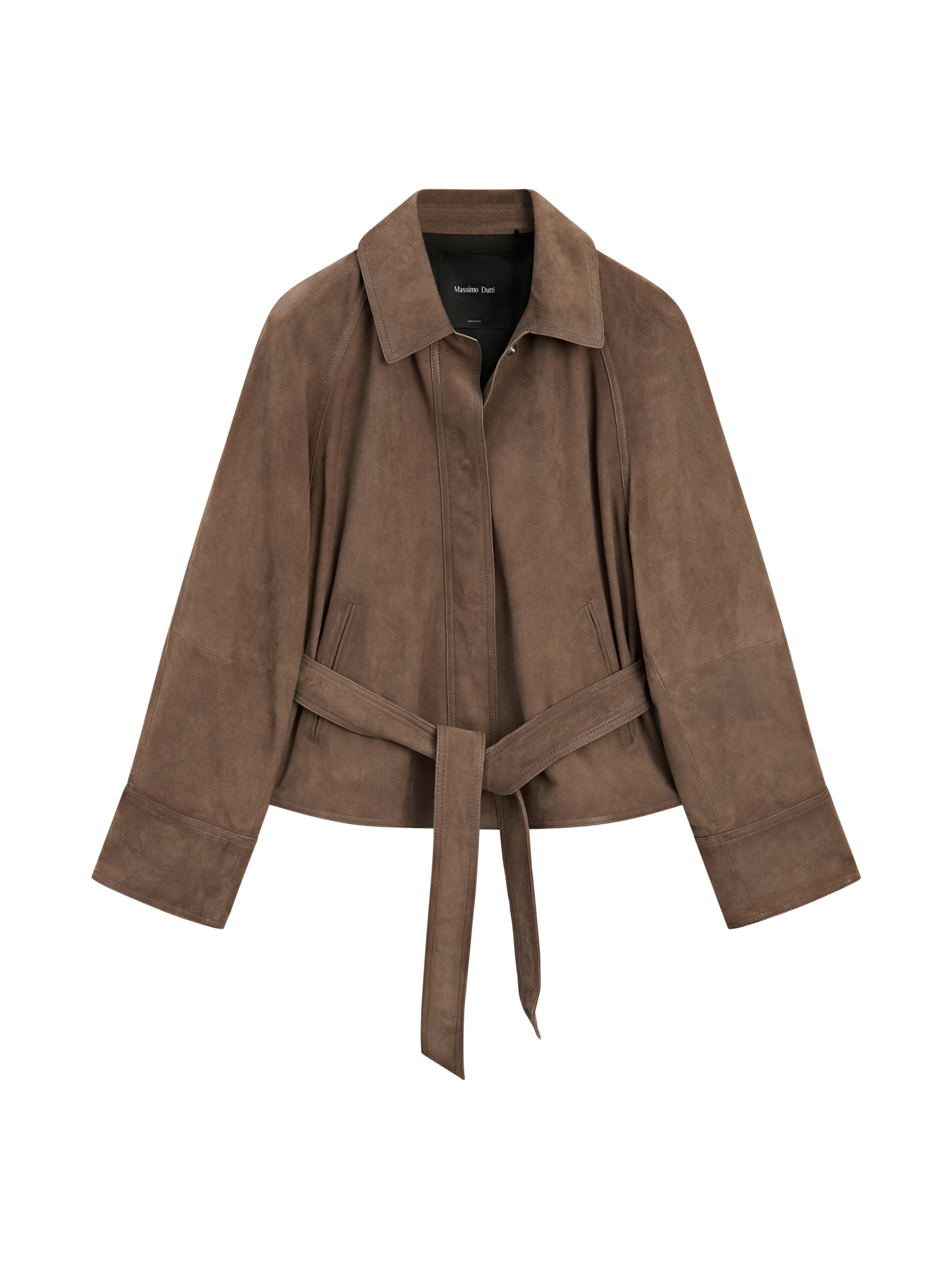 Suede Leather Jacket With Belt