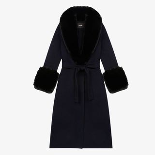 MAJE Fur Wool Blend Coat