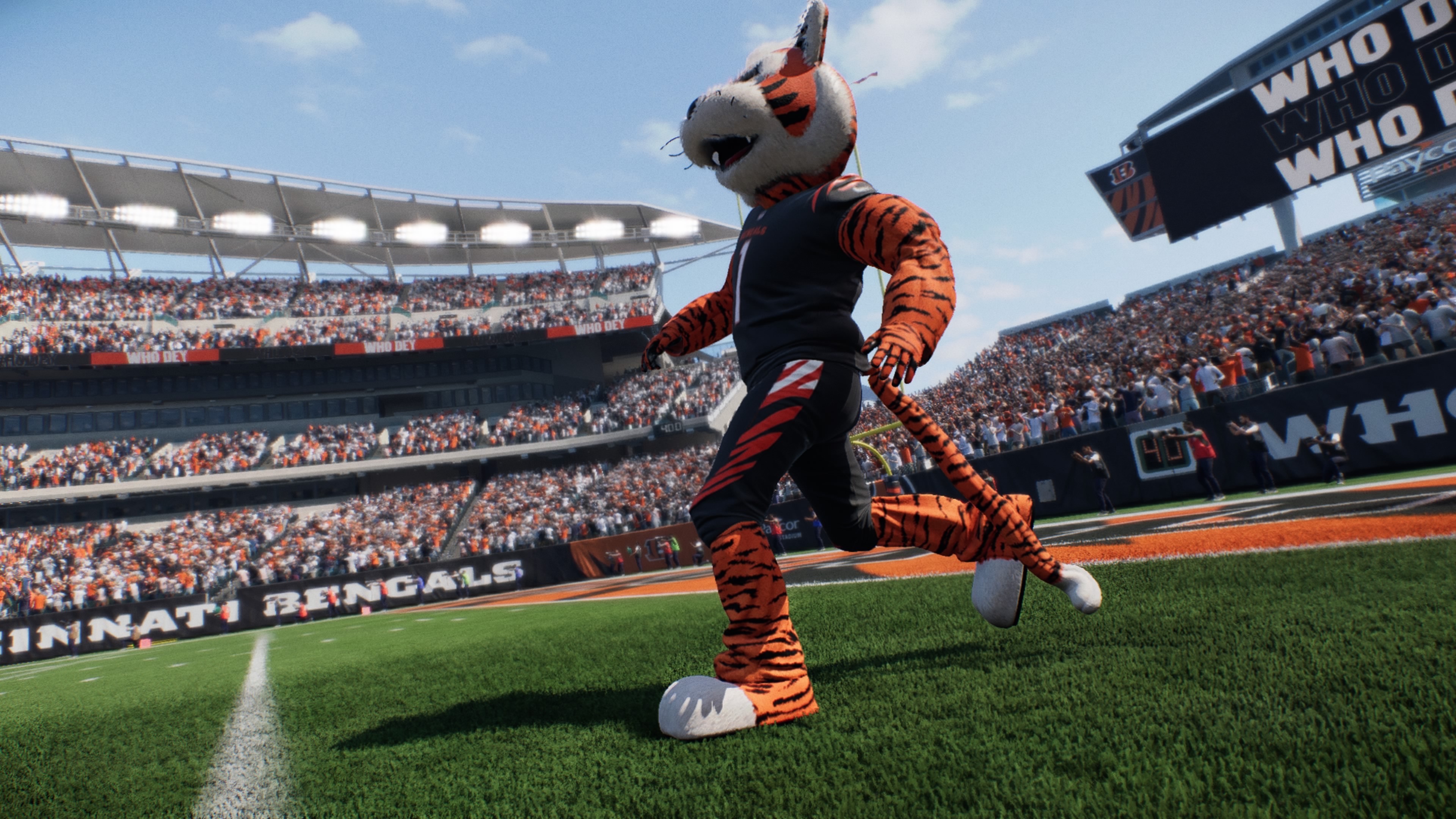 The Cincinnati Bengals mascot in Madden 26