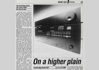 Page from What Hi-Fi? magazine featuring the Cambridge CD1