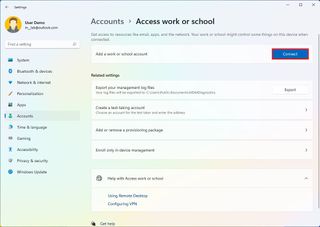 Connect work or school account