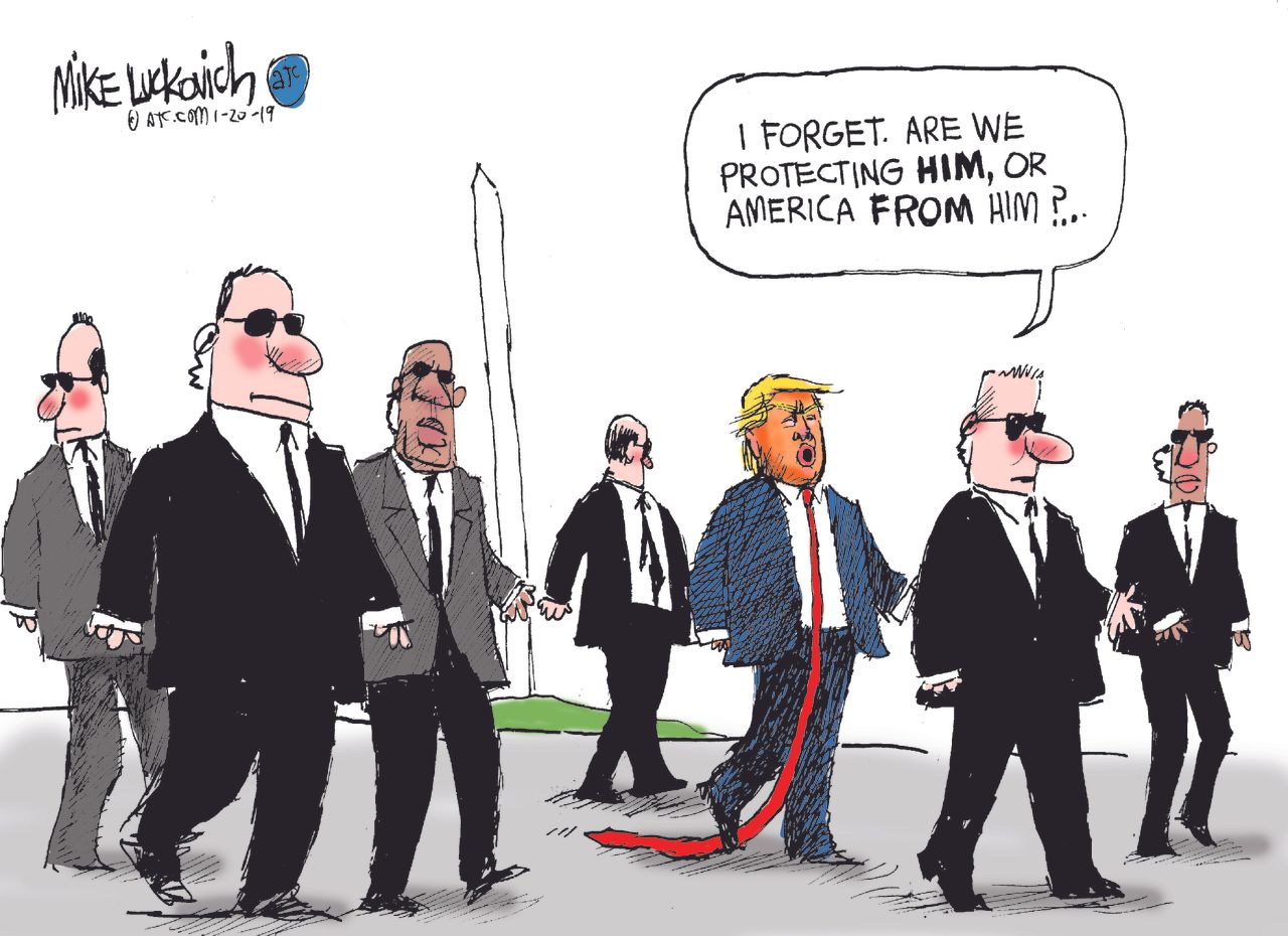 Political Cartoon U.S. Trump Secret Service Agents