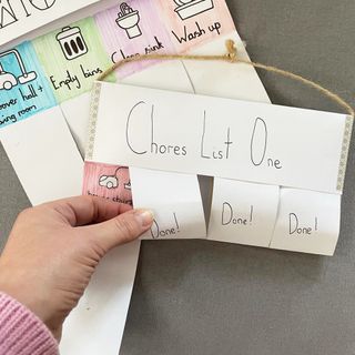 Interactive handmade kids chores chart