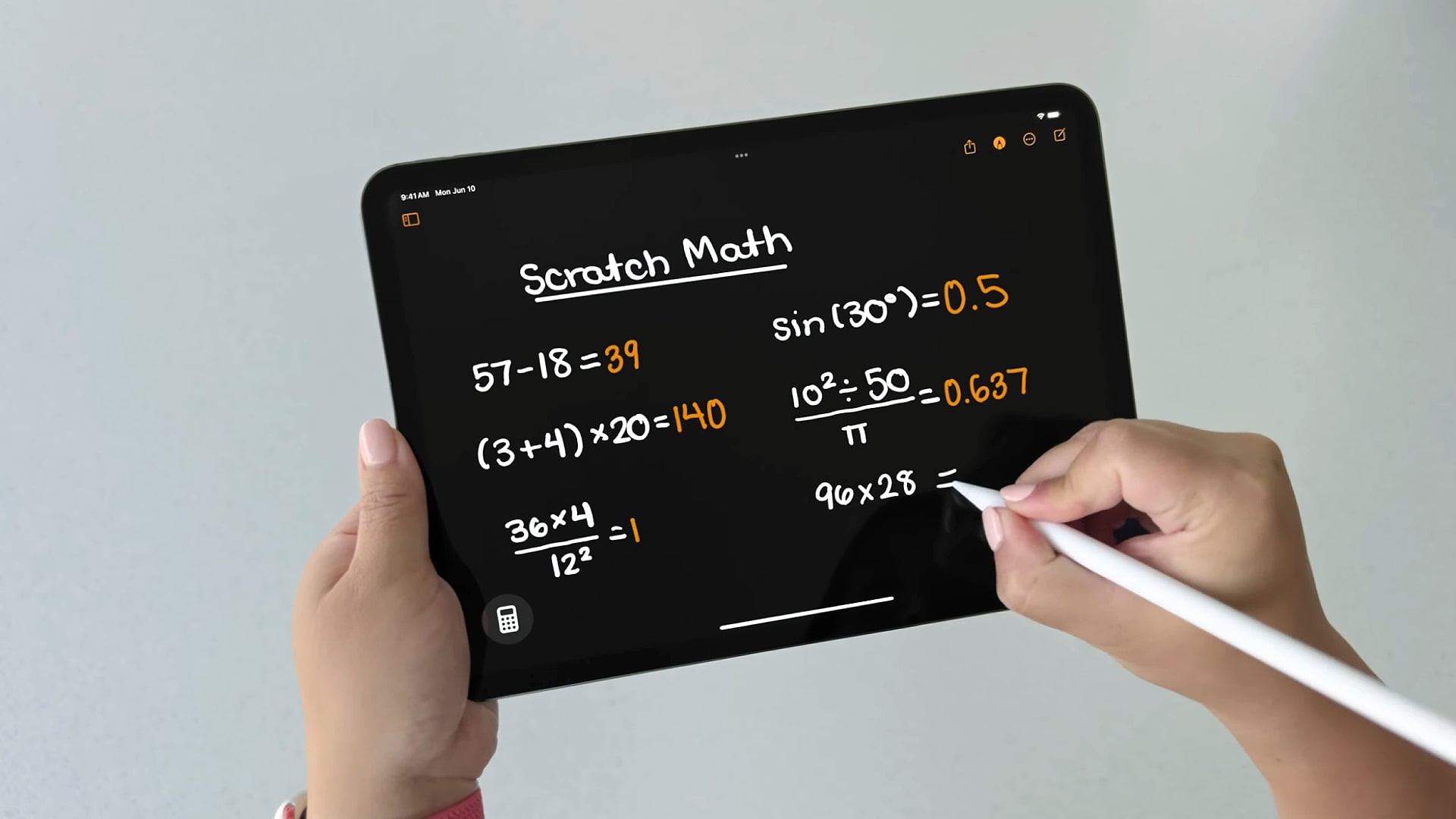 Math Notes in iPadOS 18.