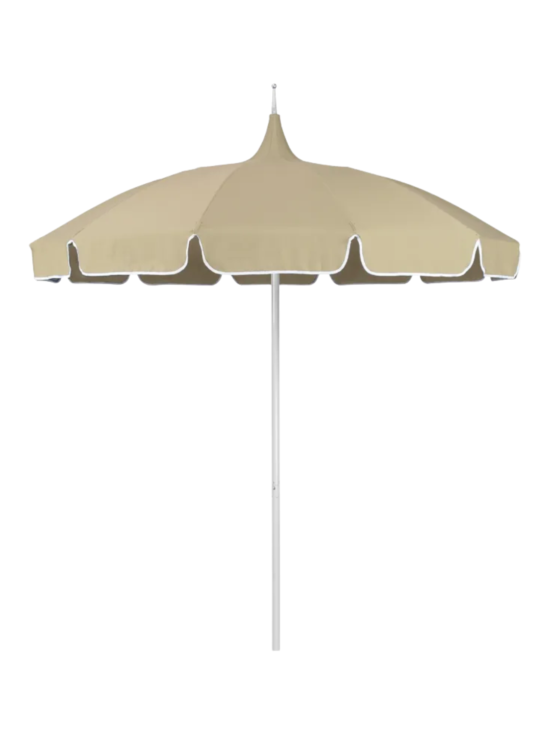 a beige umbrella