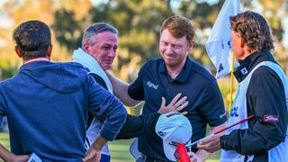 Hayden Springer celebrates winning his PGA Tour card