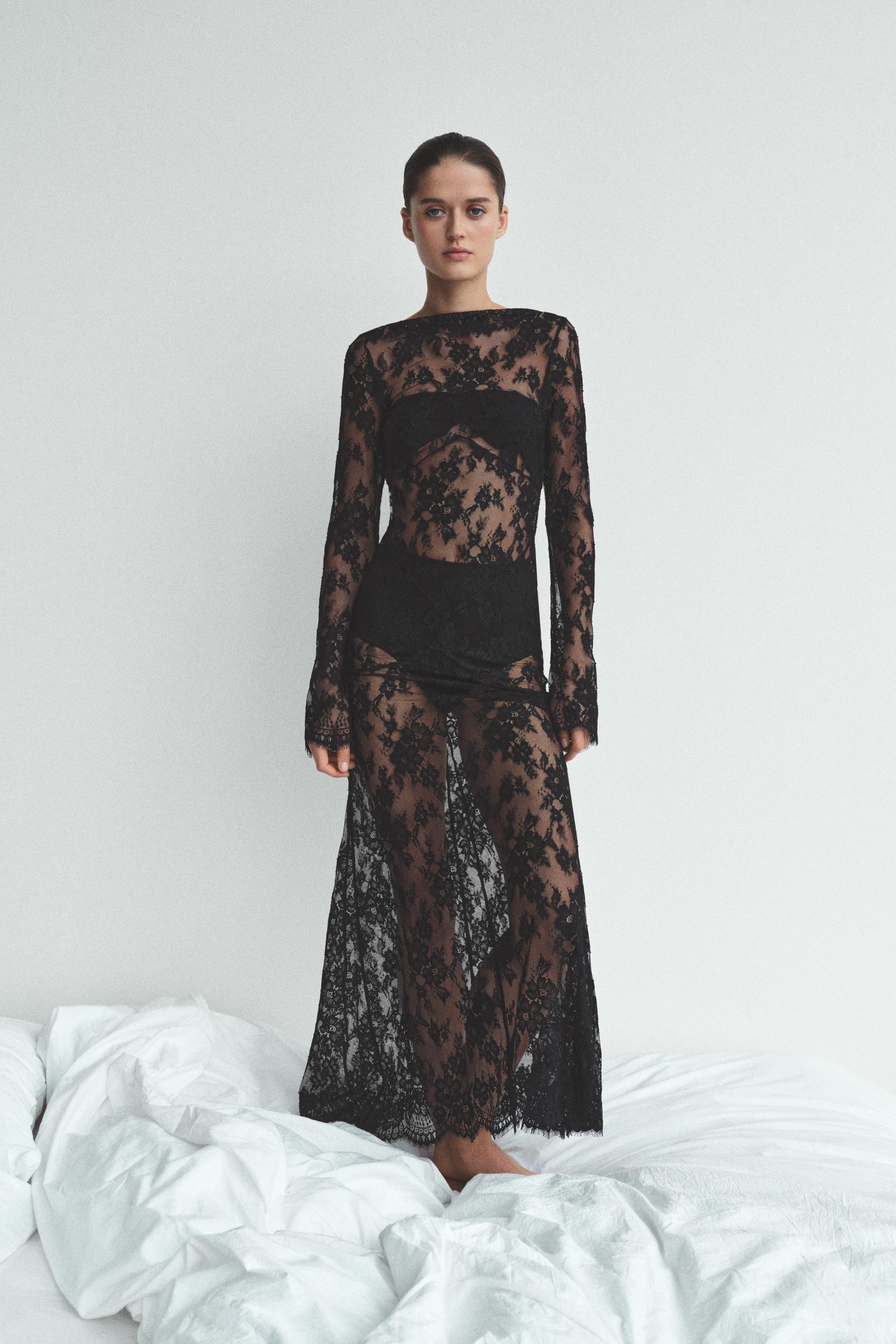 Long Lace Dress With Back Neckline