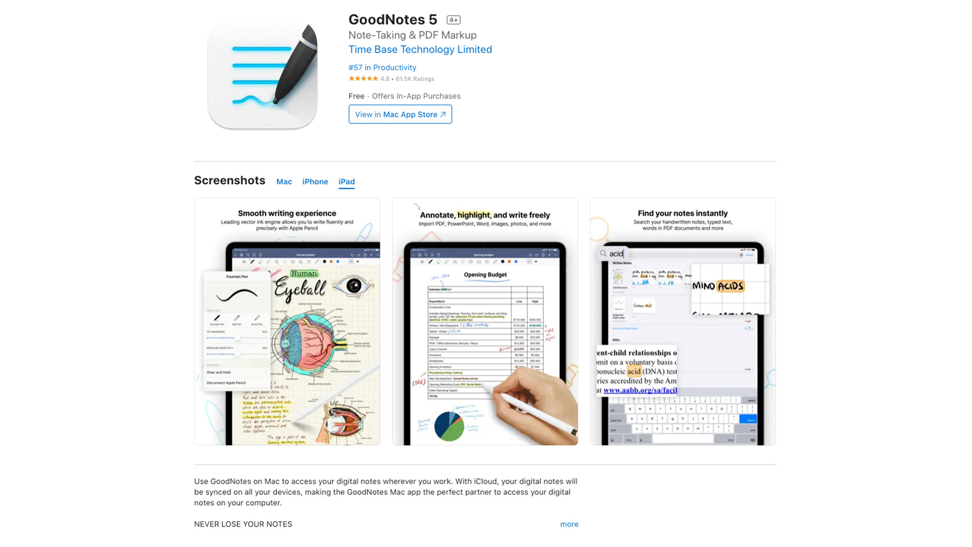 Goodnotes 5 im Apple App Store