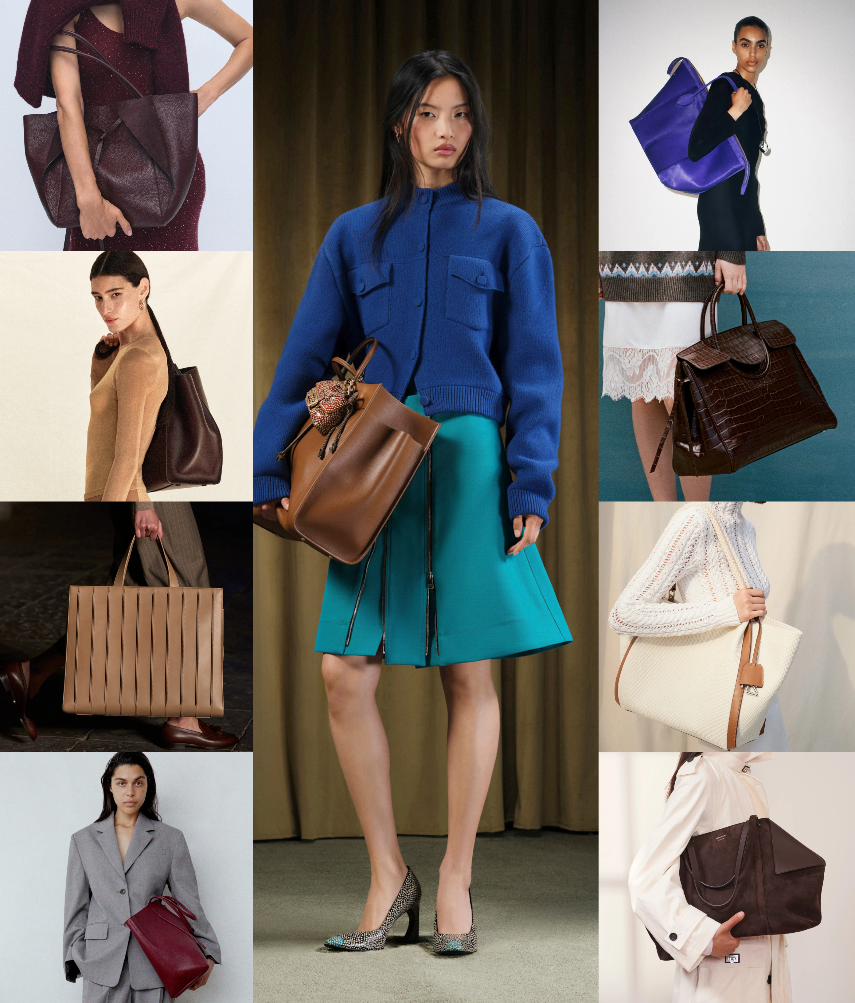 winter 2026 bag trend work tote at Gabriela Hearst, Victoria Beckham, Max Mara, By Malene Birger, Fendi, Khaite, Staud, Ralph Lauren, Ferragamo Resort 2026