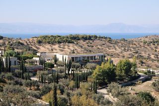 aerial of amanzoe in greece