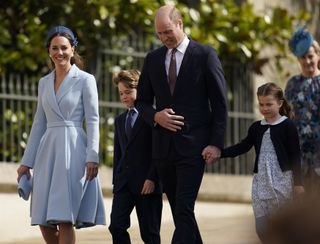 Prince William, Duke of Cambridge, Catherine, Duchess of Cambridge, Prince George and Princess Charlotte attend the Easter Matins Service