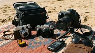 Cameras on a beach