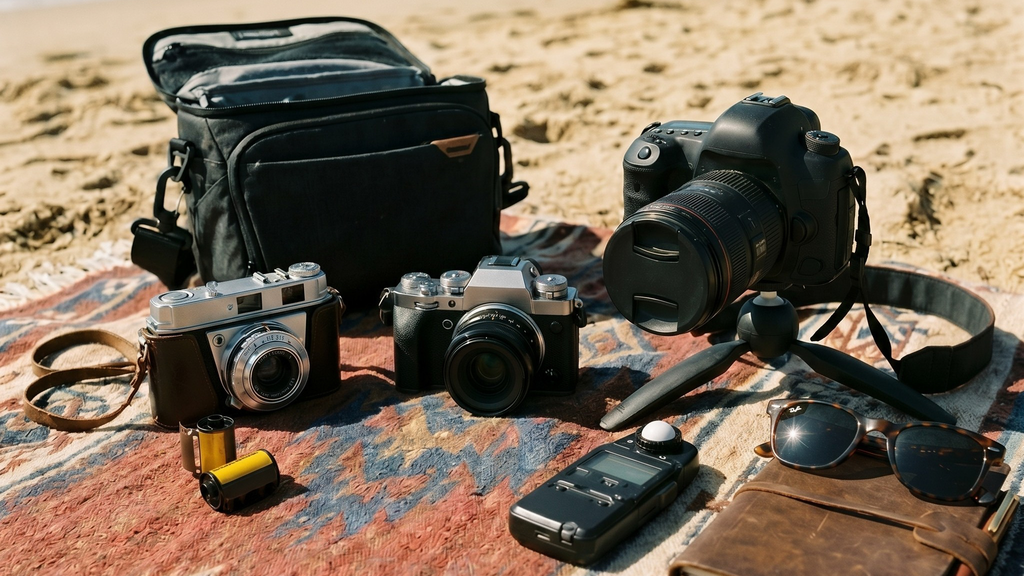 Cameras on a beach