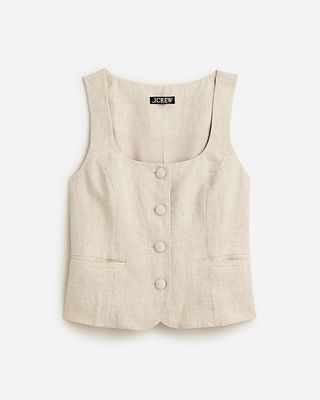 Scoopneck Linen-Blend Vest