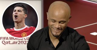 Vincent Kompany, manager of Burnley with Manchester United legend Cristiano Ronaldo inset