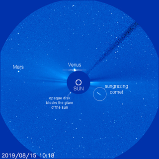 The Solar and Heliospheric Observatory (SOHO) observed a comet dive directly into the sun on Aug. 15, 2019.