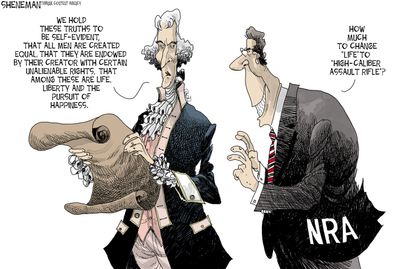 Political cartoon U.S. shooting Constitution NRA