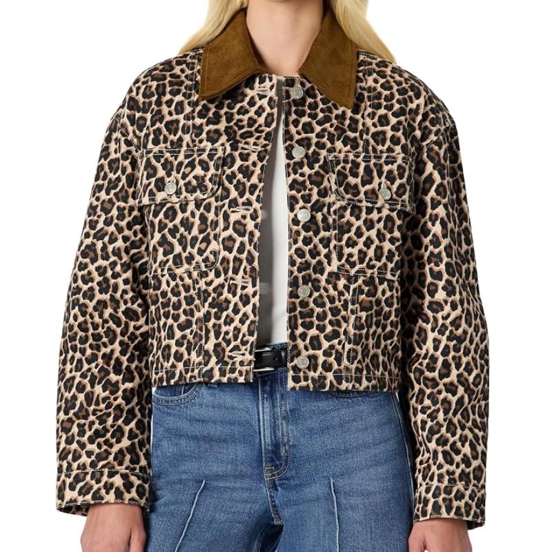 Amazon Essentials, leopard print denim jacket