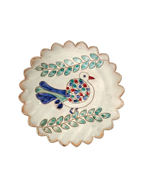 Chirpy Hand-Painted Ceramic Cake Plate 